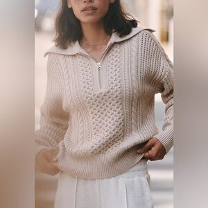 Varley Camello Wool Blend Top Knit Sweater Lightweight Neutral Size M NWT